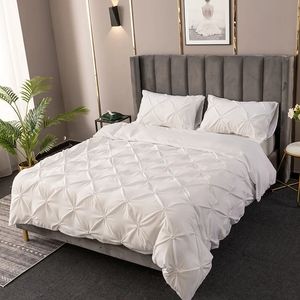 Bedding sets High Quality 3D Pinch Pleated Duvet Cover Set 220x240 Solid Color Single Double Twin Quilt Comforter Covers 231121