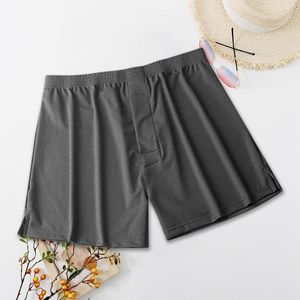 Unterhose Herren Mid-Rise Elastischer Bund Eisseide Shorts Unterwäsche Atmungsaktive Löcher Schlafen Sommer Lässig Kurz