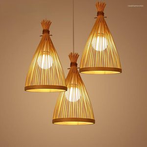 Lampy wiszące sklep homestay ogrodowy latarnia chińska lampa herbaciana zen wisząca światła bamboo żyrandole światło restauracyjne