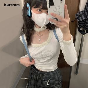 Damen T-Shirt Karrram Fairycore Patchwork Tops Japanisches Harajuku Kawaii T-Shirt Y2k Ästhetik Angel Print T-Shirt E-Girl Cute Clothes 2000s 230421