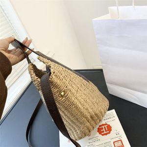 مصمم USES BEACH BAS Straw Woven Handbag Bucket Bag Summer Womens Fashion Counter Crossbody 01686