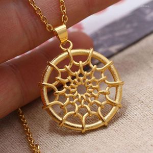 Chains Wando Gold Color Couples Round Handmade Mesh Pendant Wedding Necklace For Women Bride Man Girls Thin Chain Festive Jewelry Gift