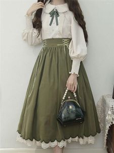 Arbeitskleider Lolita Kleid Stickerei SK Puppenkragen Langarmhemd Retro Japanische Kleidung Anzug Viktorianisch Für Frauen