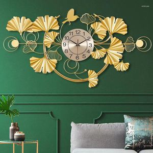 Relógios de parede relógio de metal dourado redondo redonda digital de luxo criativo para sala de estar decoração de fundo recarregou Grande a