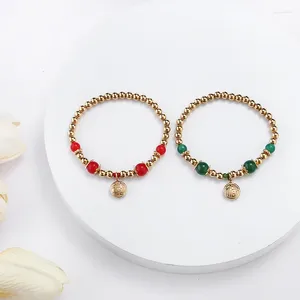 Bracciale di qualità in metallo, acciaio inossidabile, gioielli impermeabili, regalo per donne, carattere cinese, Fu Shou Xi Le, perline di agata, braccialetti elastici