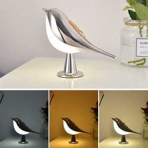 s Modern Simple Magpie Led Table Bedroom Study Bedside Living Room Decoration Touch Bird Desk Car Aromatherapy Lamp AA230421