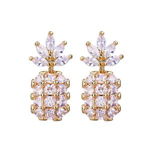 Studörhängen Bettyue Märke 3 Färger Ananas Fashion Charm Elegant Design Cubic Zircon Earring for Women Wedding Jewelry Party Gift