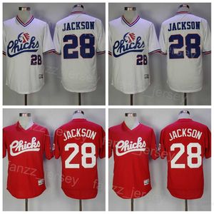 Бейсбол Moive 28 Bo Jackson Kooy Chicks Jerseys Пуловой пуловер белый красный цвет Color Cool Base College Vintage Sport сшитой пенсионеры в воздухопроницаемая форма Cooperstown