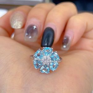 2023 Autumn New S925 Silver Plated Platinum Set Topaz Sky Blue Ring JR3720-8 3.8k