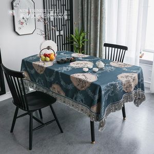 Bordduk kinesisk oval bordsduk tofsels tyg jacquard mat kaffe täcker party 3d växt heminredning lyx tjock