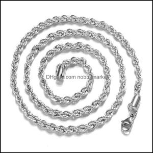 Catene di alta qualità M 925 Sterling Sier corda intrecciata 16-30 pollici collana per donna uomo moda gioielli fai da te in Bk goccia consegna collo Otudr