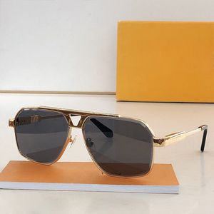 Herren-Sonnenbrille, hochwertige Designer-Sonnenbrille, UV400-beständig, rechteckiger Metallspiegel, großer Rahmen mit Buchstabenbeinen und Schutzhülle Z1898E
