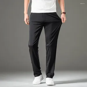 Men's Pants Spring Summer Thin Slim Fit Stretch Black Casual Fashion Business Classic Solid Dark Grey Trousers Male Brand