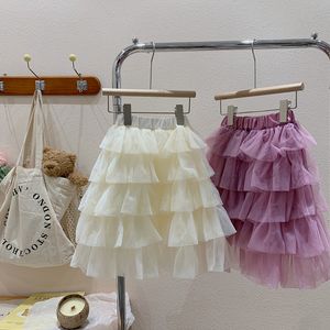 Röcke Kinderkleidung Lässig 2023 Modische Frühlingsmädchen Lange Gaze Einfache Art Prinzessin Süßes Nettes Kleid 230420