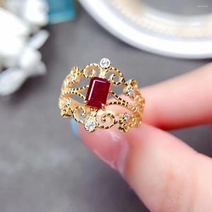 Cluster Rings Old Burning Ruby/Topaz Gemstone Fashion Simple Ring For Women Real 925 Sterling Silver Fine Wedding Jewelry