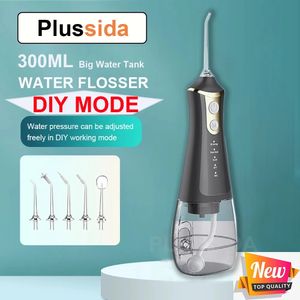 Andere Mundhygiene Tragbare Munddusche Zahnseide DIY-Modus 5 Düsen Wasserflosser Pick Mundwaschmaschine Reinigung der Zähne Zahnstocher mit Gewinde 231120