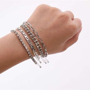 Simple Metal Cross Chain Bracelet Hip Hop Inlaid Water Diamond Claw Chain Diamond Hand Jewelry Female Straight