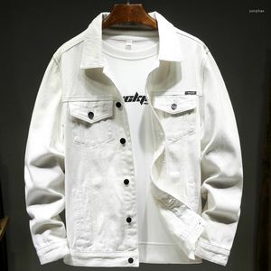 Men's Jackets Men's White Khaki ArmyGreen Denim Jacket Loose Fashion Comfortable Men Clothing Coat 99% Cotton Stretch Slim Jeans Cargo