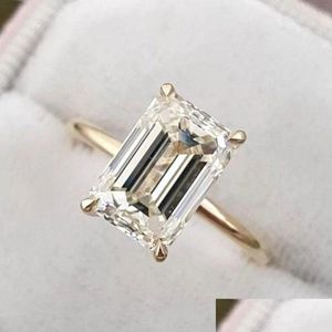 Bant Yüzükler 2021 Modalar Kadınlar Sterling Sier 925 Takı Klasik Nişan Yüzüğü Emerald Cut Elmas Damla Teslimat Takı DHSDH