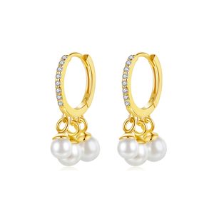 Europe Vintage 3A Zircon Pearl S925 Silver Dangle örhängen mode Kvinnor pläterade 18k Gold Ear Clip Earrings For Women Wedding Party Valentine's Day Christmas Gift SPC