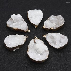 Pendant Necklaces Natural Stone White Crystal Necklace Irregular Water Drop Quartz Sprout For DIY Jewelry Making Charm