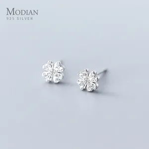 Studörhängen Modian Fashion Flora Ear Studs For Women Larking Zircon Söt Little Flower Sterling Silver 925 Fine Jewelry Gift