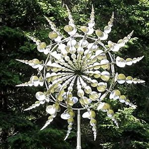 Decorazioni da giardino Unico magico mulino a vento in metallo 3D alimentato dal vento Scultura cinetica Prato Solar Spinners Yard Garden Decor Outdoor Indoor Collettori 231120