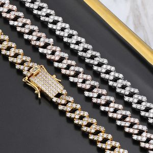 High Quality 10mm Cuban Chain Full Diamond Necklace for Men And Women Iced out cubic zirconia ins Hip Hop Bracelet Bling Bling Full Diamond Fashion Jewelry Gift