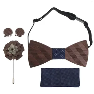 Bandanas 1 Set Bow Tie Kerchief Cuff-link Corsage Classic Male Clothing Accessories