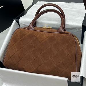 Designer di lusso autunno inverno borsa da bowling classica vintage trapuntata con diamanti borse a tracolla in pelle scamosciata di agnello tote lady borsa a tracolla da donna in vera pelle qualità 7A