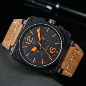 2024 mens modello BR cinturino sportivo in pelle movimento meccanico campana orologio multifunzione di lusso business acciaio inossidabile uomo Ross Square uomini orologi da polso