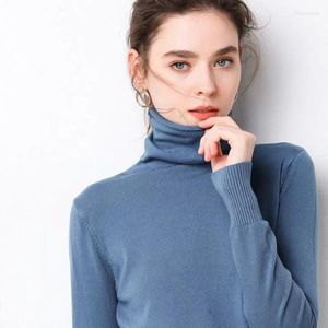 女性のセーター2023ファッション秋の冬女性高品質のニットガール服タートルネックプルオーバーソリッドカラー長袖