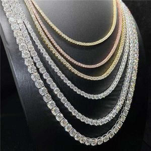 Pass Diamond Tester Hip Hop 925 Sterling Silver 2mm 3mm 4mm 5mm Vvs Moissanite Diamond Necklace Iced Out Moissanite Tennis Chain