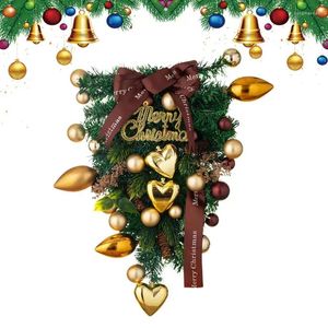 Decorative Flowers Christmas Wreaths For Front Door Winter Tree Decor Artificial Wreath Holiday Garland Upside Down