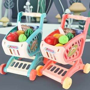 キッチンプレイフードベイビープレーおもちゃシミュレーションショッピングハンドカートミニフードフルーツ野菜の子供教育ゲームのふりをする食料品おもちゃ231120