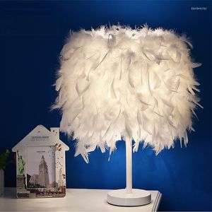 Table Lamps Modern Creative Feather Lamp E27 For Baby Kids Children Bedroom Droplight Lighting Decor Small Size
