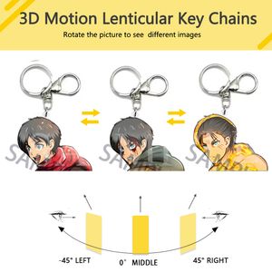 3D Anime AOT Motion Keychains Acrylic Pet Material Dubbel sidobild Flip Change 2-3 Bildväska /bil mode tillbehör