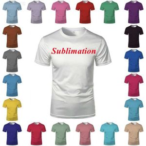 White sublimation bleached shirt heat transfer printed blank solid polyester T-shirt American men's and women's party clothing