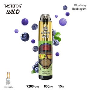 Toptan Tastefog Vahşi Tek Kullanımlık Vape 7200 Puf 2% 850mAH TPYE-C LED RGB Işık Alt Hava Akışı Kontrolü 10 Film Stok