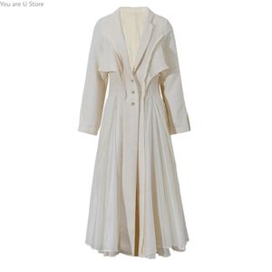 Trench feminino Coats S Jacquard Linen Dress Cotton Dress Elegante Longo Plaxi Longo Maxi Casual Dresse 230421