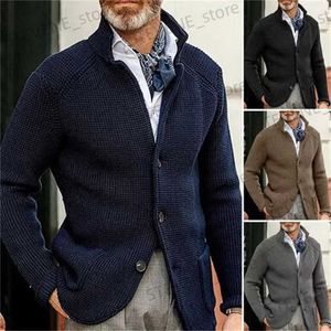 Suéteres masculinos 2023 outono homens camisola casacos retro moda designe militar verde suéteres de malha cardigan europa américa roupas masculinas t231121