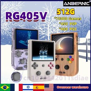 휴대용 게임 플레이어 Anbernic RG405V Android 12 핸드 헬드 콘솔 4 인치 IPS 터치 스크린 호랑이 T618 64 비트 플레이어 512G PSP PS2Game 231120