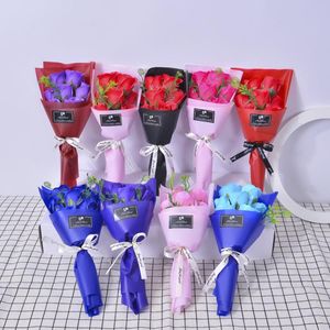 Criativo 7 pequenos buquês de sabonete de simulação de flor de rosas para casamento Dia dos namorados Dia das mães Day Day Gift Flores decorativas SN4368