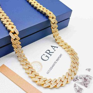 Fashion 13mm Hiphop Jewelry Iced Out Bling Moissanite Diamond Cuban Link Chain Miami S925 Silver Cuban Link