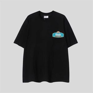 Designer modekläder tees tshirts rhude tiffany färg matchande tryckt ren bomull t-shirt herr gata stilig kort ärm halvtoppar streetwear