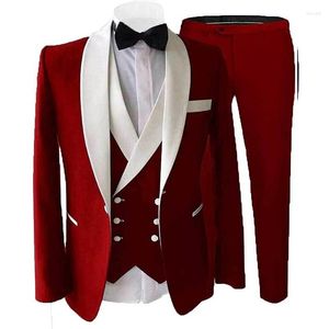 メンズスーツ高品質（ブレザーベストズボン）メンズブリティッシュスタイルファッションエレガントなカジュアルな結婚式のホスト紳士スリムスリーピーススーツ