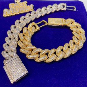 Iced Out Brass eller Silver Cubic Zirconia smycken Trendiga halsband 2023 18K Guldpläterad herrarmbandhalsband