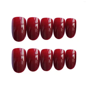 False Nails Burgundy Glossy Solid Fake With Harmless And Smooth Edge For Professional Nail Art Salon Supply