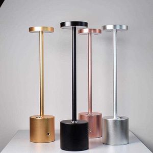 S trådlös uppladdningsbar guld nattljusbord modern säng ledning aluminium legering typ-c USB skrivbord atmosfär lamprum dekor AA230421