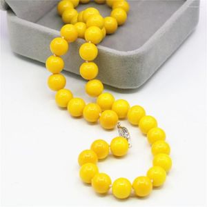 Chains Women's Charms Jewelry Necklace Artificial Shell Imitation Coral 8/10/12mm Lemon Yellow Round Beads Rope Chain Girl 18inch Y926